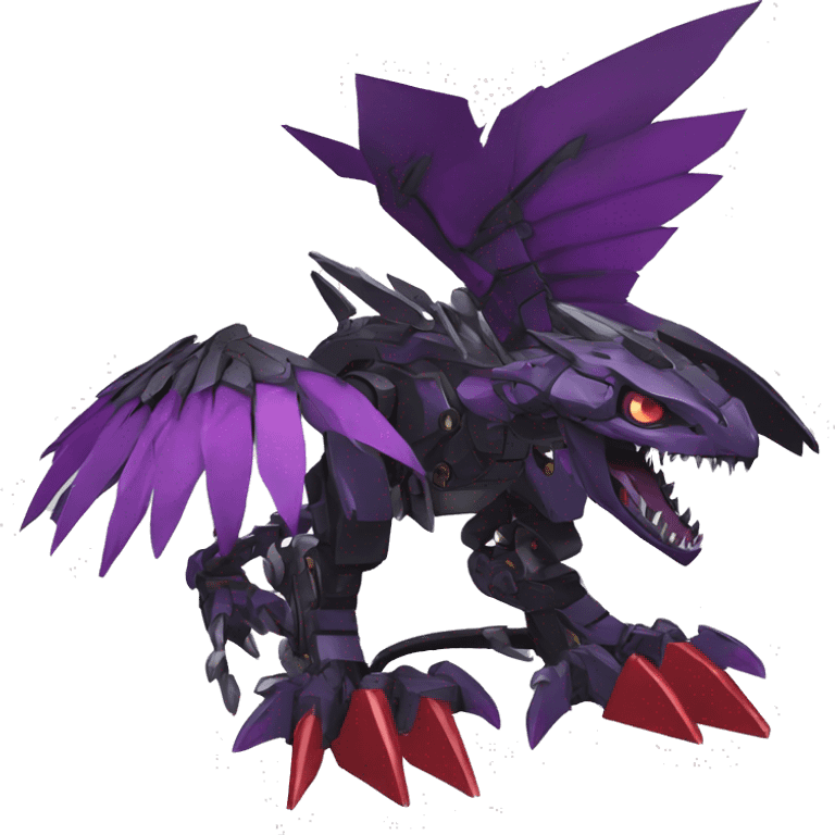  Cool Edgy Black Purple Red Digimon-Fakemon-Raptor-Dragon-Mecha full body emoji