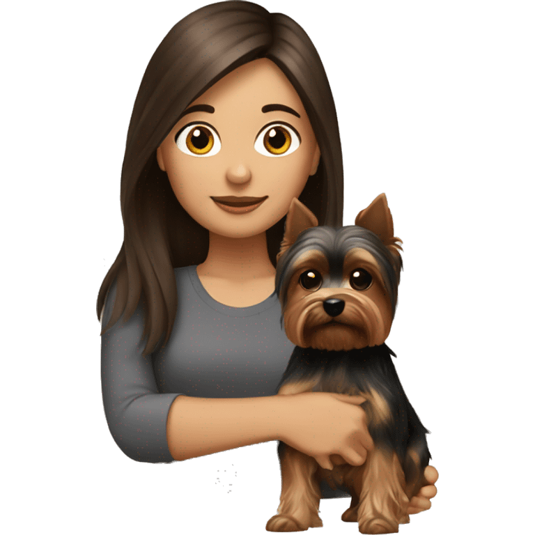 Brunette girl with a yorkshire terrier emoji