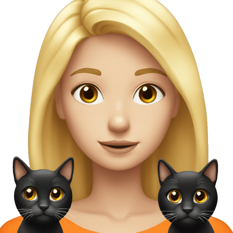 Blonde girl with 2 cats( one orange and the other Black and white) emoji