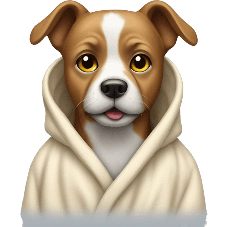 Dog wearing bath robe emoji