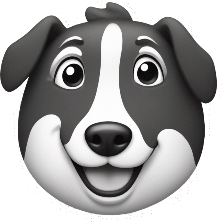 Happy dog face in black and white emoji