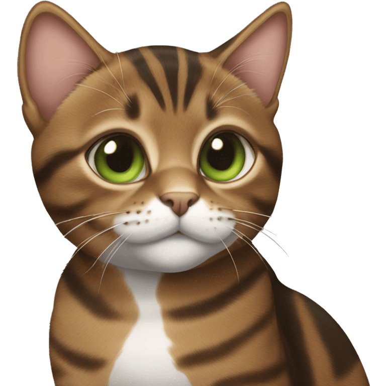 a brown tabby cat green eyes emoji