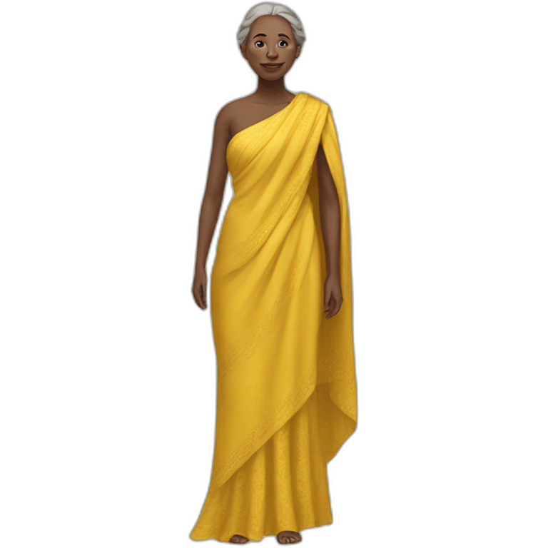 a white woman in a yellow shawl in full growth emoji