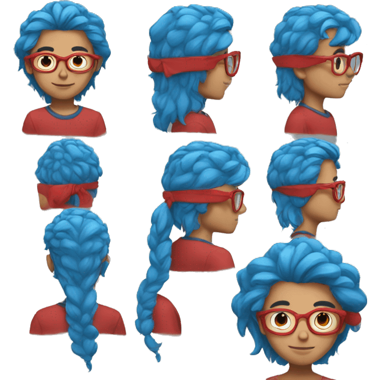 Boy with blue hair and red glasses  emoji