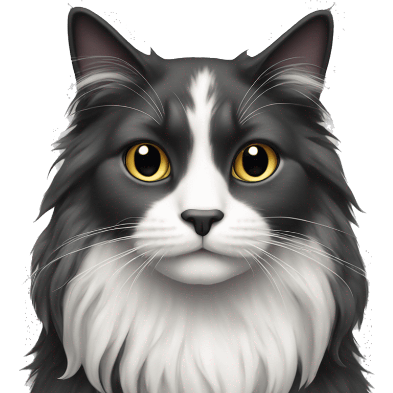 Black and white long haired cat emoji