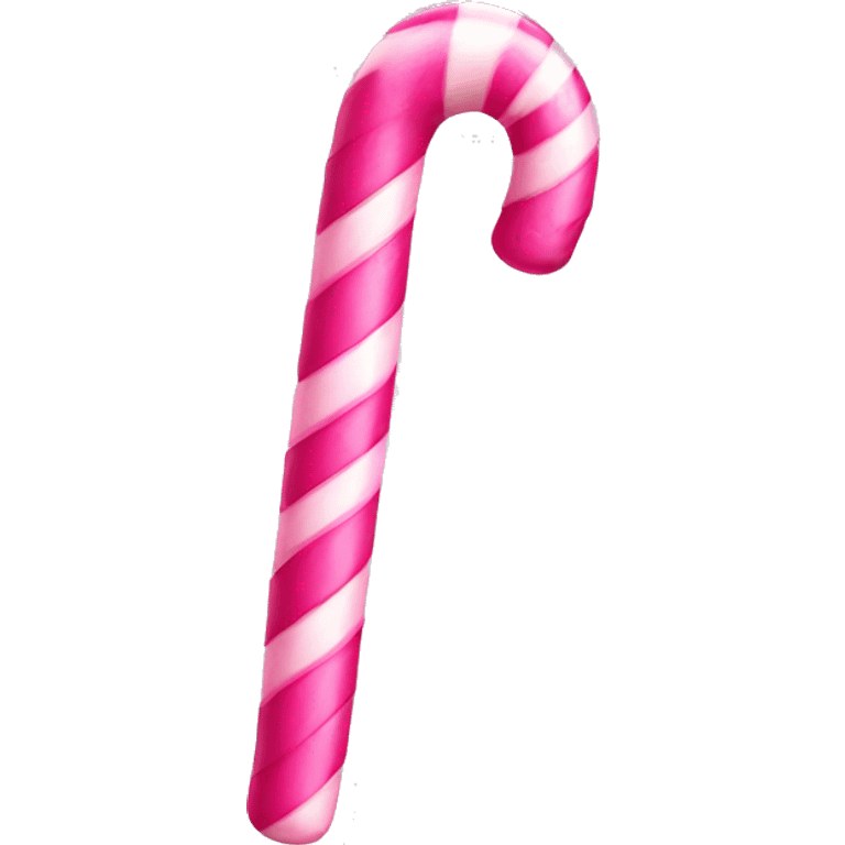 Realistic hot pink candy cane with light pink stripes emoji