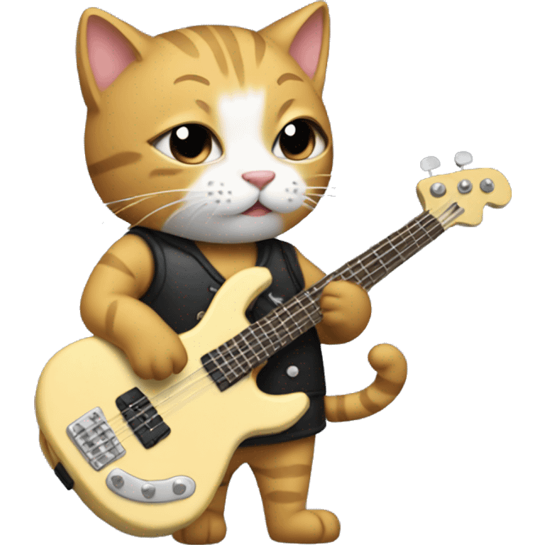 Cat wearing a gi playing bass emoji