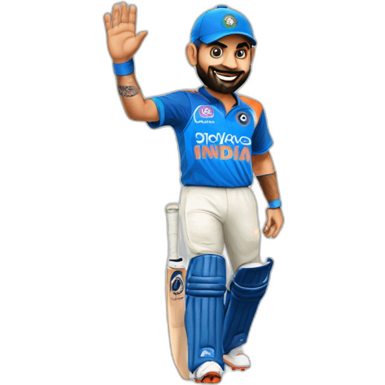 Virat kohli in indian jersey waving  emoji