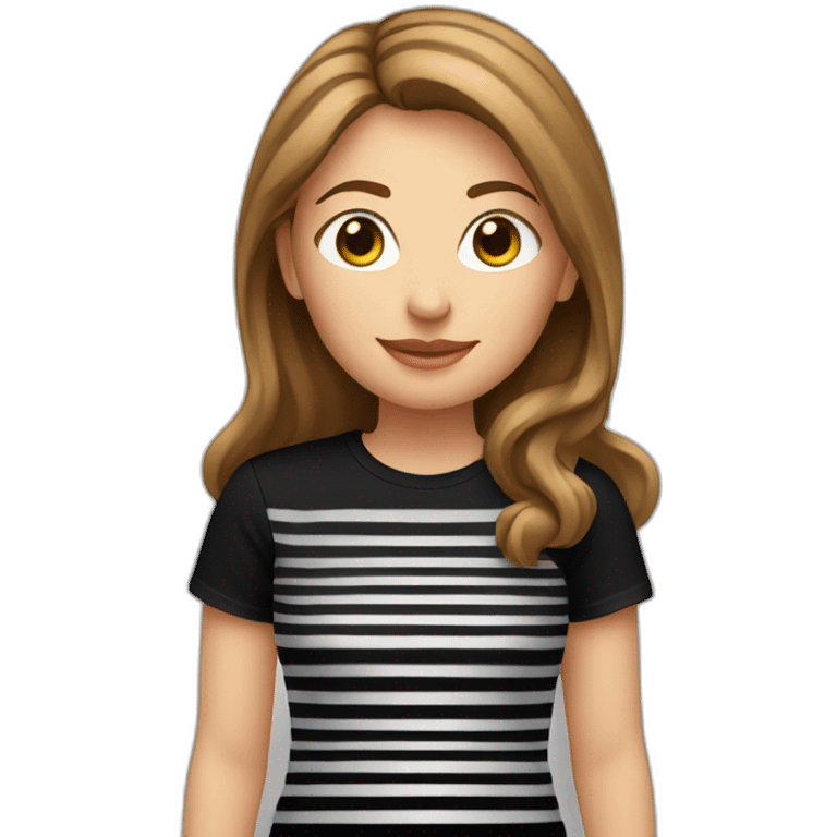 light brown hair woman black stripy t-shirt emoji