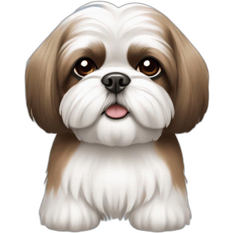 white and brown shih tzu in smooth hair emoji