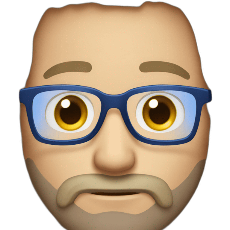 man with brown hair blue eyes beard and glasses and scally emoji