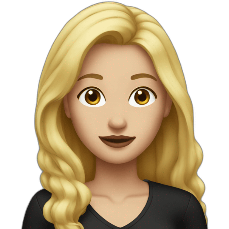 woman blonde medium hair no glasses black outfit emoji