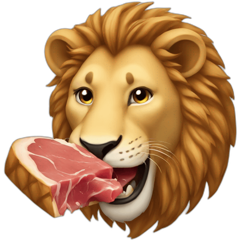 Lion eating meat emoji