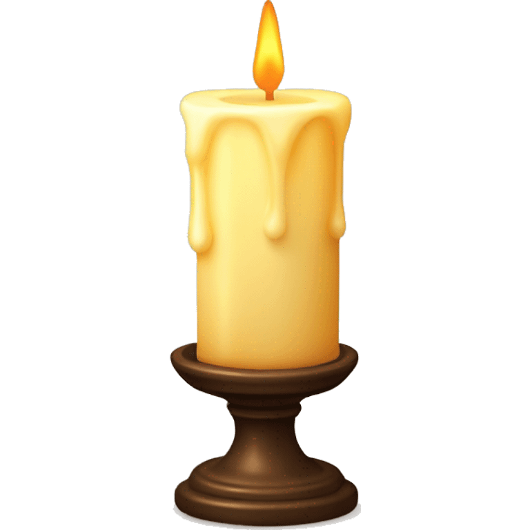  A softly glowing pillar candle with melted wax emoji