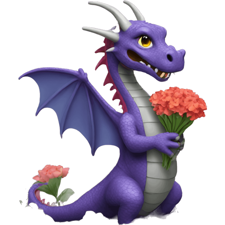 dragon blowing flowers emoji