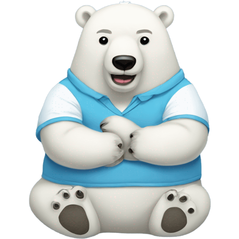 Polar bear wearing a shirt that says fat babies club emoji