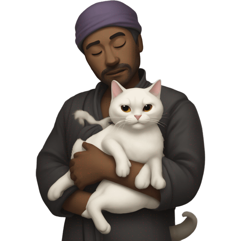 Opium character with a cat in arms emoji