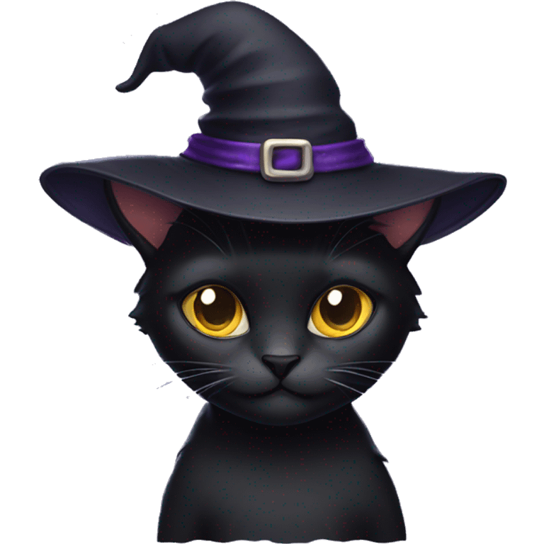 Black cat wearing witch hat  emoji