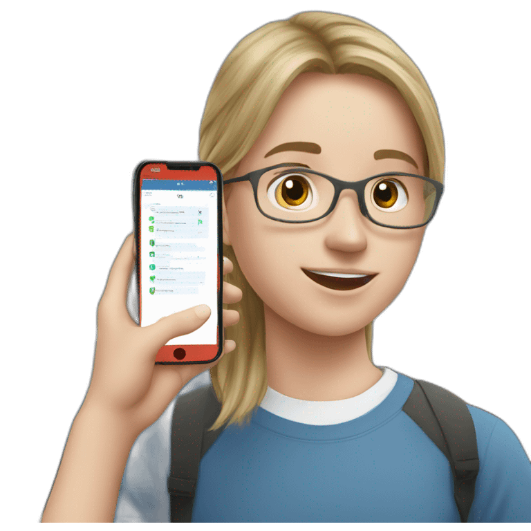 student holds a mobile phone during an exam emoji