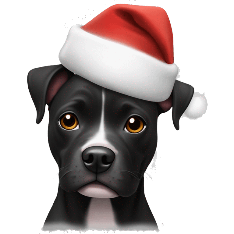 Black staffie with santa’s hat emoji