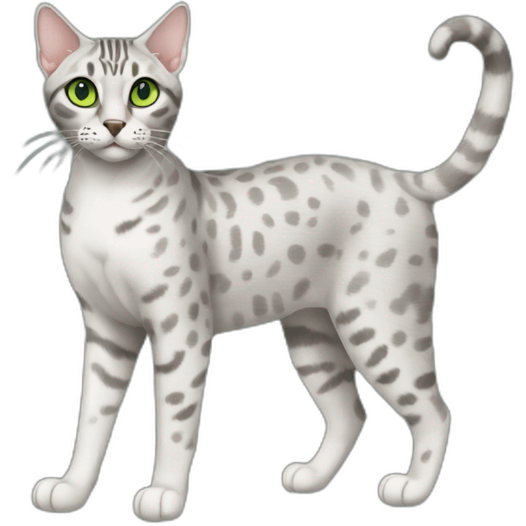 Egyptian Mau cat with green eyes, full-height emoji