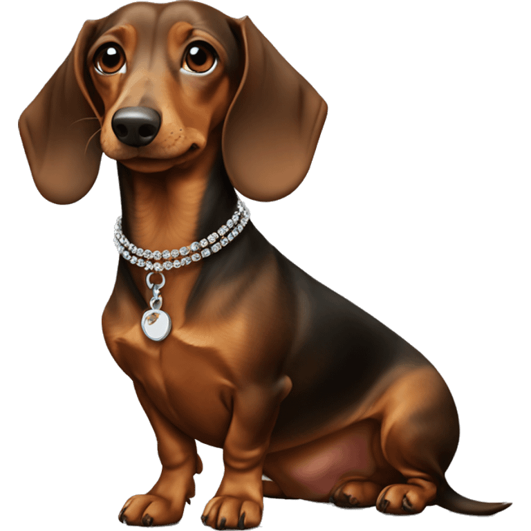 the dachshund wears a necklace with the name Predrag emoji