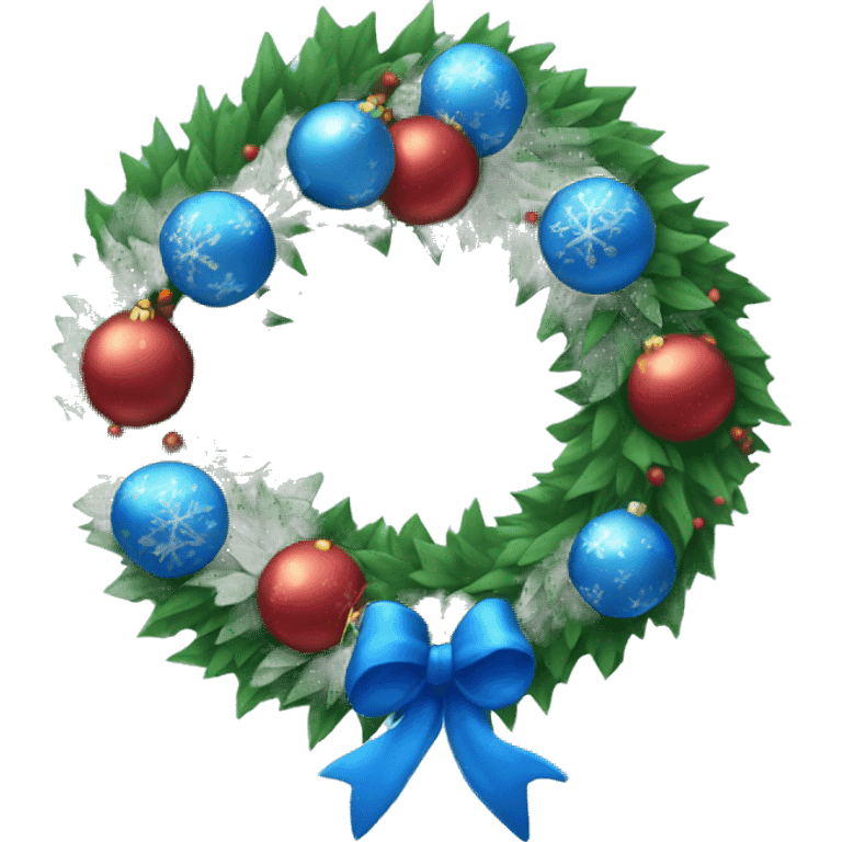 blue Christmas wreath emoji