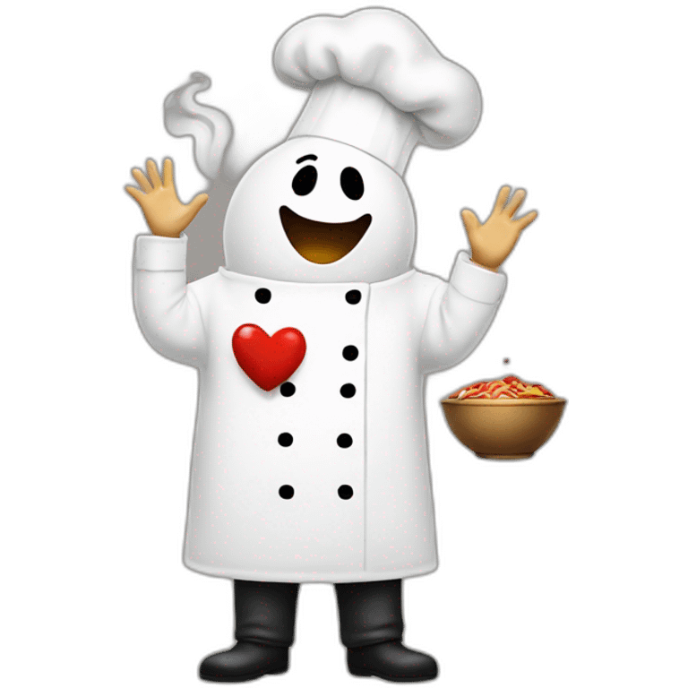 chef with a ghost body blowing a kiss with a heart emoji