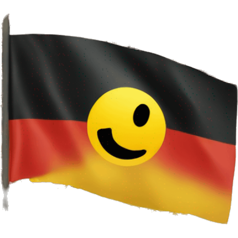 Flag with black on the top, red on the bottom and a yellow circle in the middle emoji