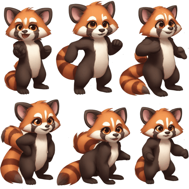 Anthro, Fur-Sona, Red Panda-Mouse-hybrid, Transformice-style, full body emoji