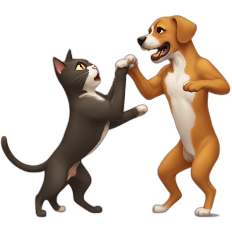 cat fight with dog emoji