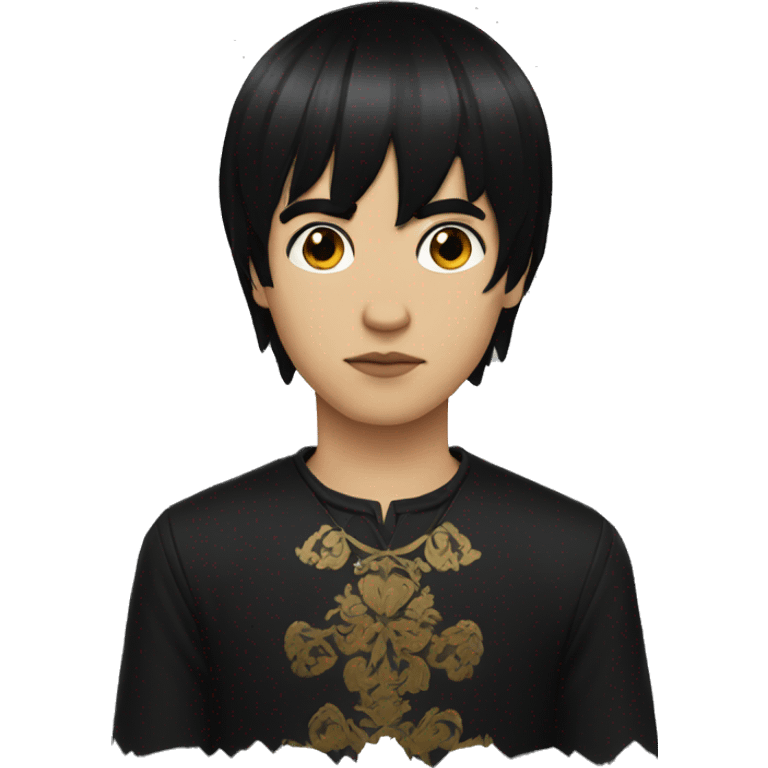 Byzantine Mexican Goth boy with black hair and bangs  emoji