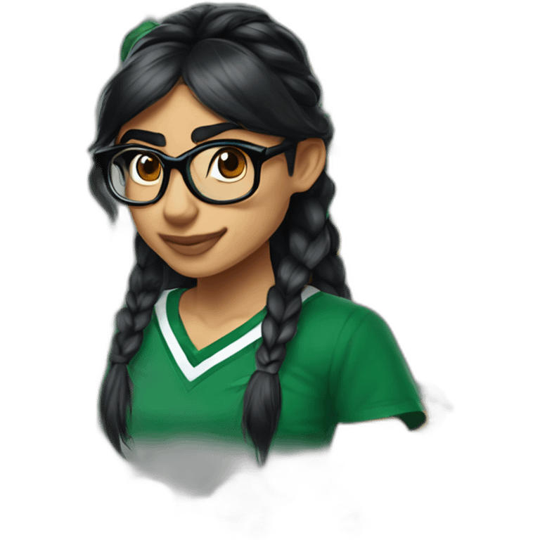 Mia Khalifa slytherin baseball tshirt braid emoji