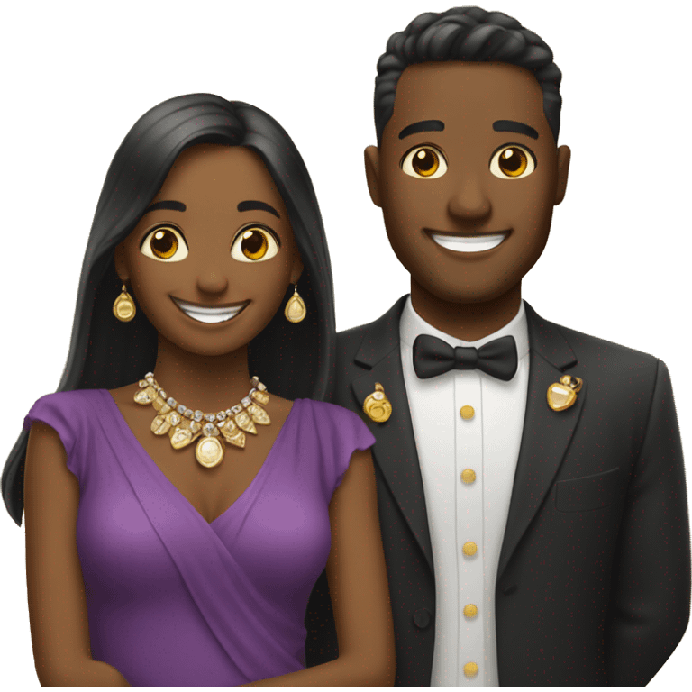 smiling couple with jewelry emoji