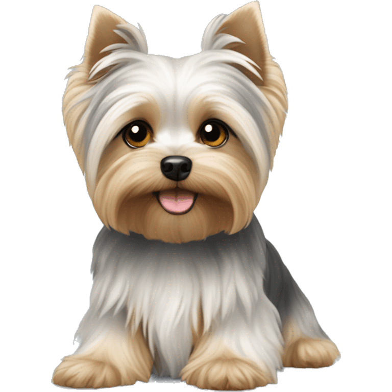 white grey gold yorkie maltese dog mix  emoji