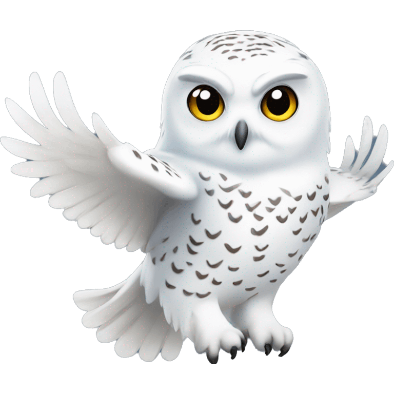 cute snowy owl flying emoji