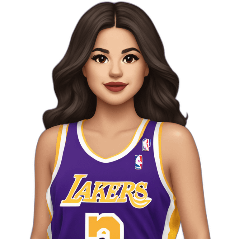 selena gomez wearing lakers jersey emoji