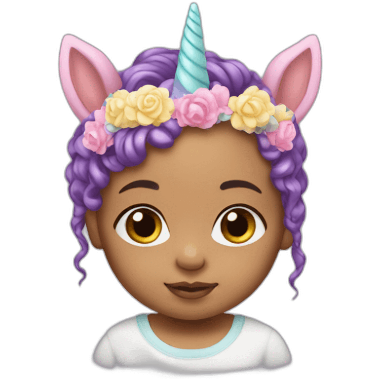 Light skin Newborn with unicorn headband emoji