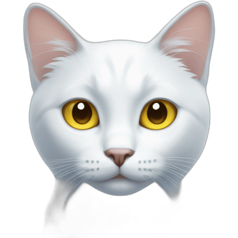 White cat with yellow and blue eyes emoji