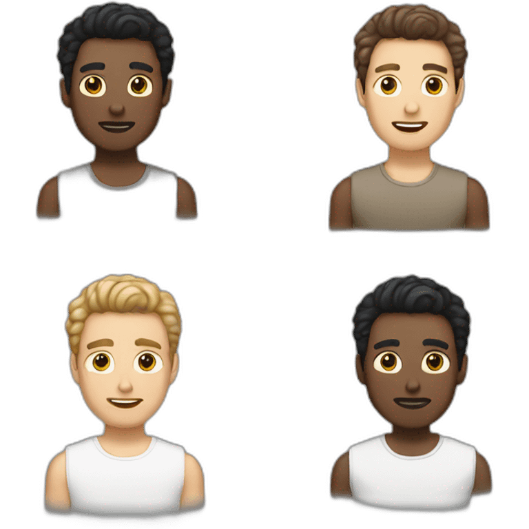 white gay man with black short hair   man with brown slightly curly hair emoji