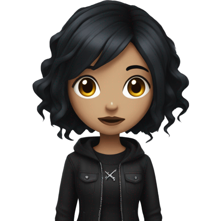 Girl with black hair, goth emoji