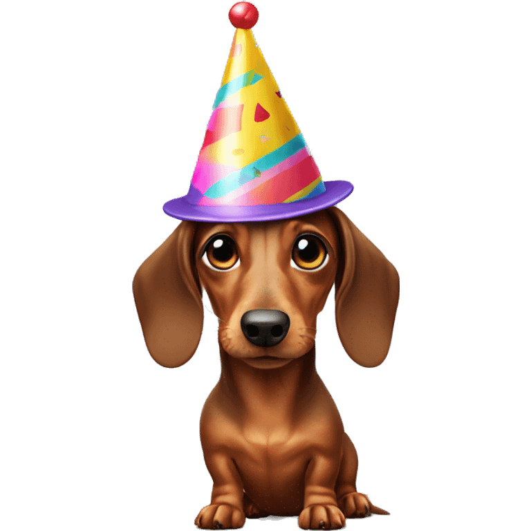 a dachshund with a party hat emoji