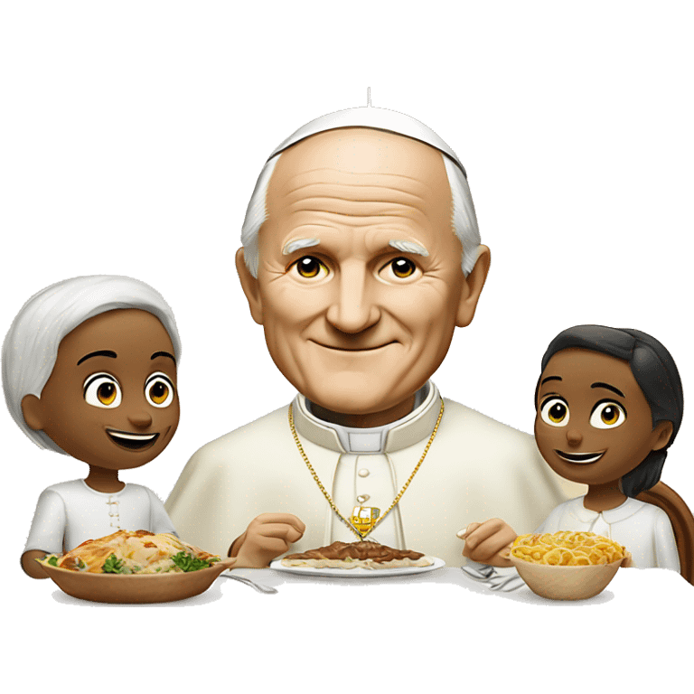 Pope John Paul II With normal family at the dinner emoji