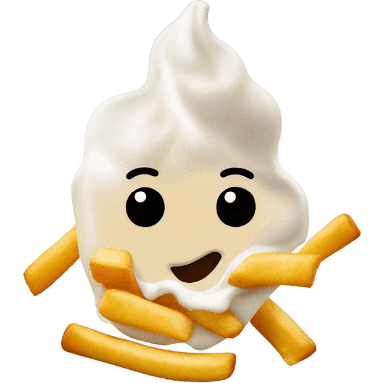 On fire french fry dipped in ranch dressing￼ emoji