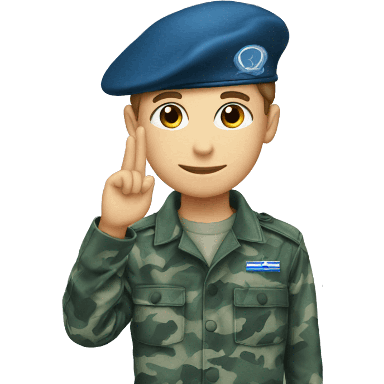 Blue shades camouflage uniform boy saluting with his hand emoji