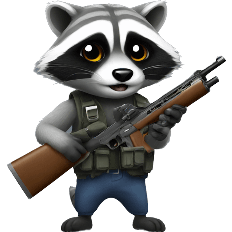 Raccoon holding a gun  emoji