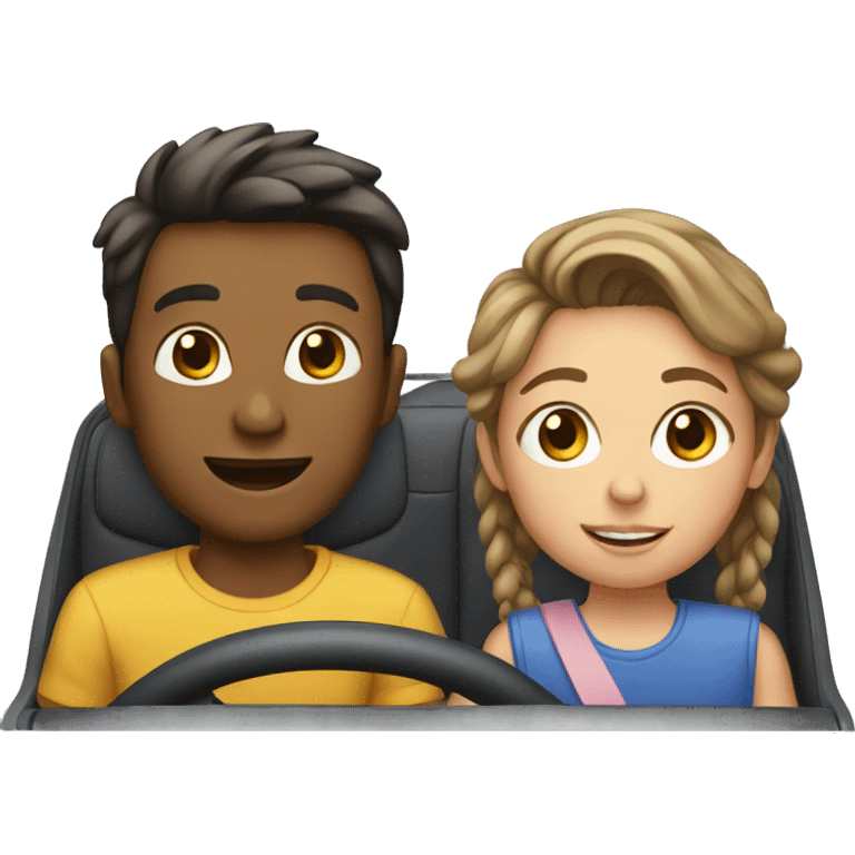 Boy and a girl in a car emoji