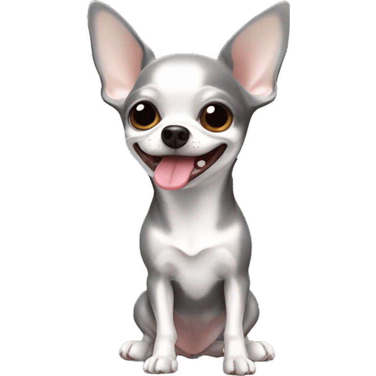 Grey Chihuahua with tongue sticking out￼ emoji