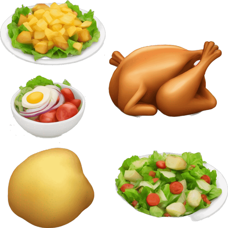 turkey potatoes and salad on a plate emoji