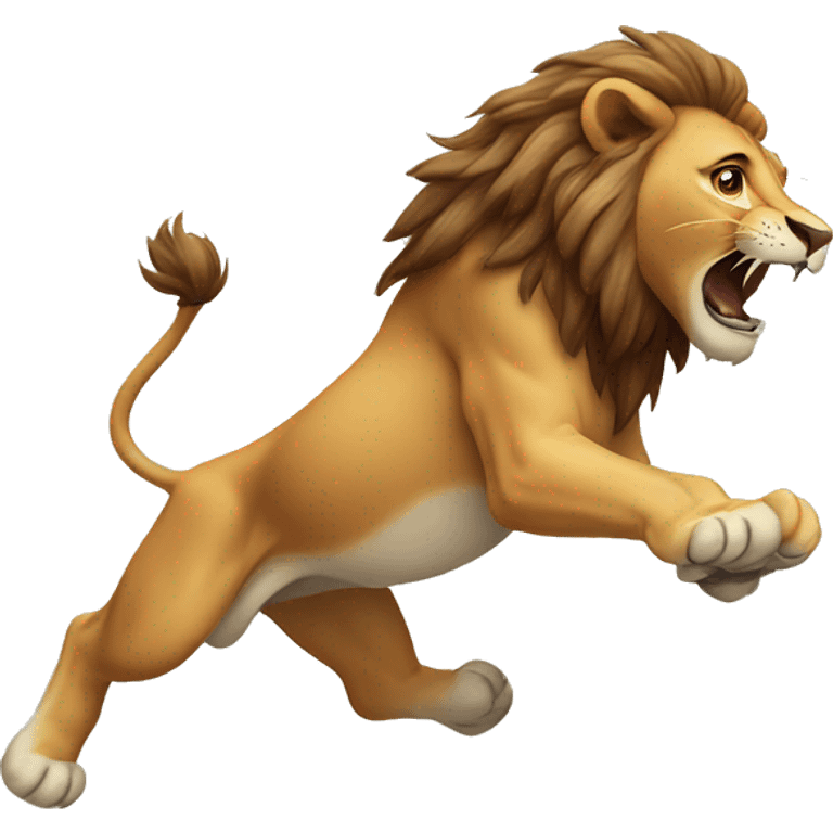 A lion jumping emoji